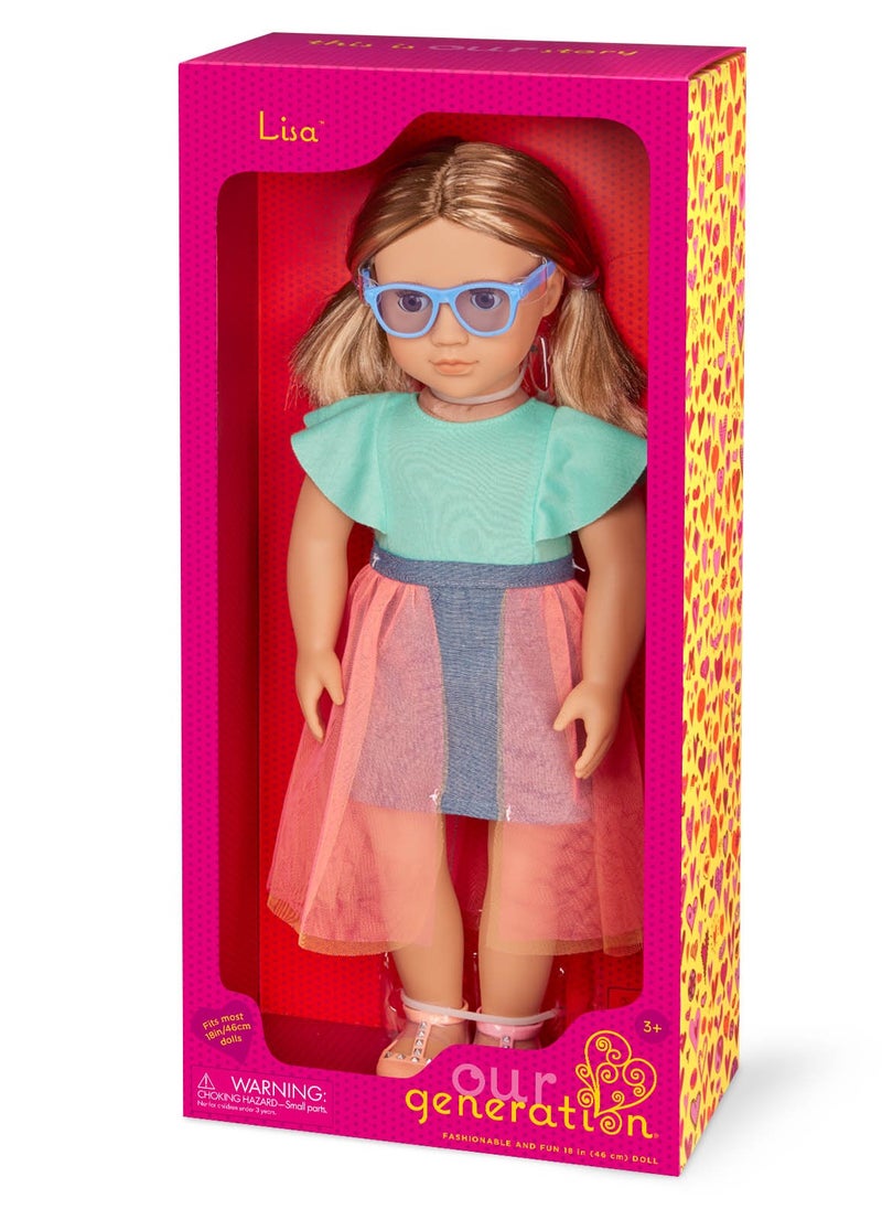 Our Generation - Lisa 46 Cm Fashion Doll In Tulle Skirt Outfit Stylish And Interactive Dress-Up Fun Soft Body With Rotating Limbs, Fabric Clothing Age 3 Years And Up - Image 1