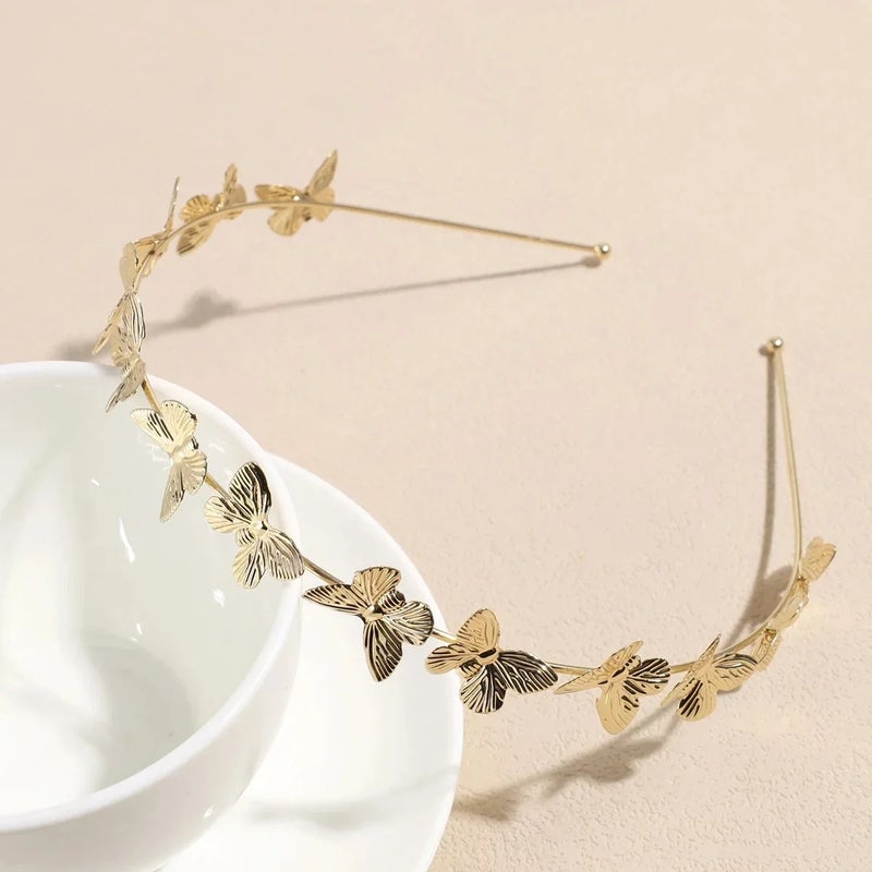 طوق رأس معدن ذهبي شكل فراشة