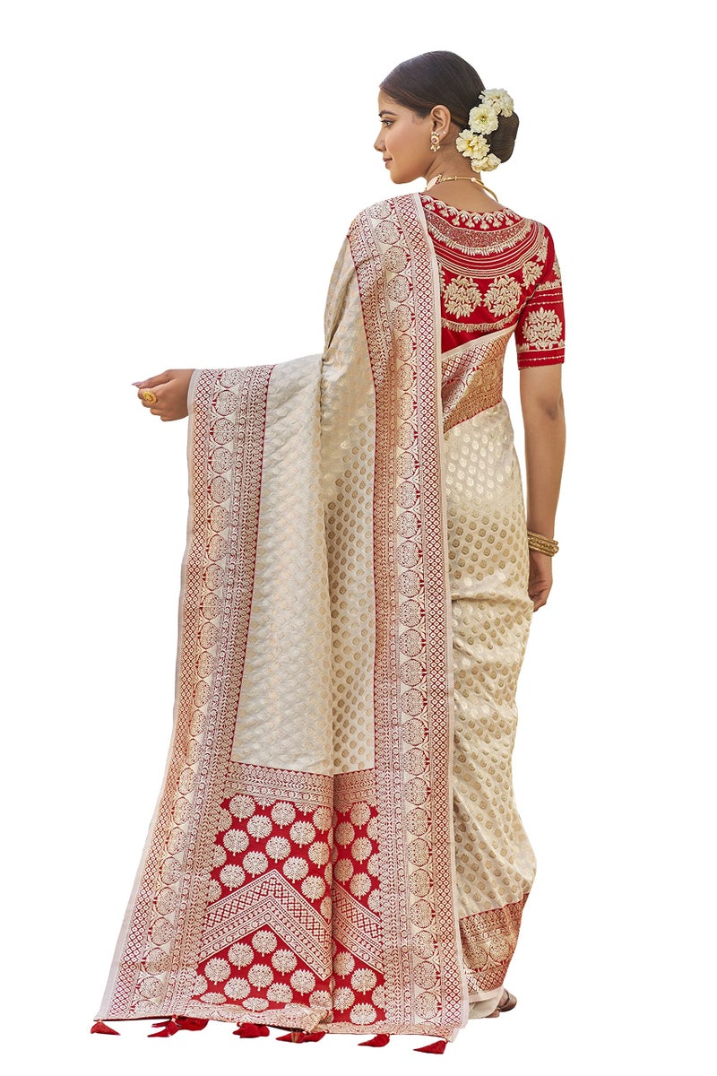 MANOHARI Adorable Woven Pattern Banarasi Silk Saree For Women With Blouse Piece_Mn1736-1, Multi - Image 4