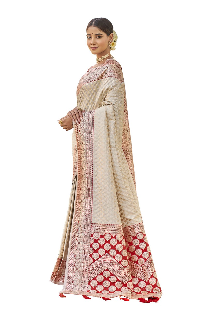 MANOHARI Adorable Woven Pattern Banarasi Silk Saree For Women With Blouse Piece_Mn1736-1, Multi - Image 3