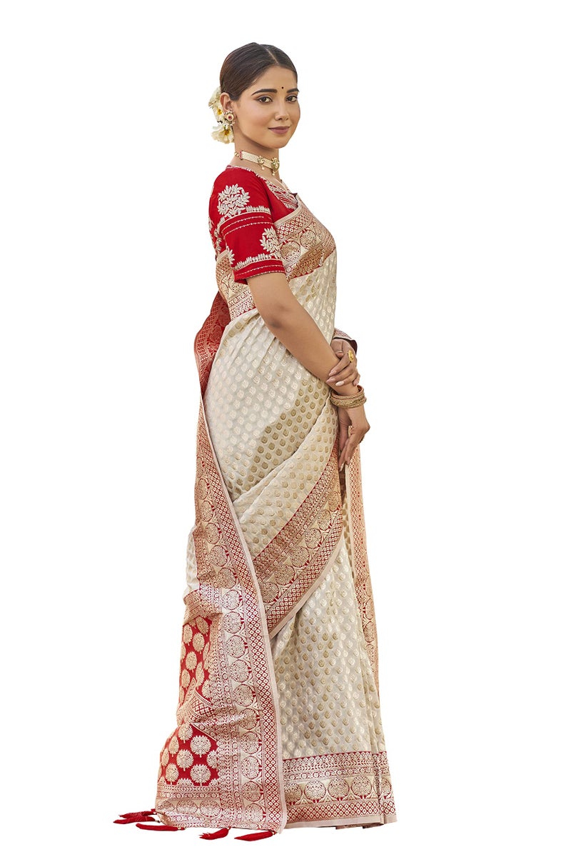 MANOHARI Adorable Woven Pattern Banarasi Silk Saree For Women With Blouse Piece_Mn1736-1, Multi - Image 5