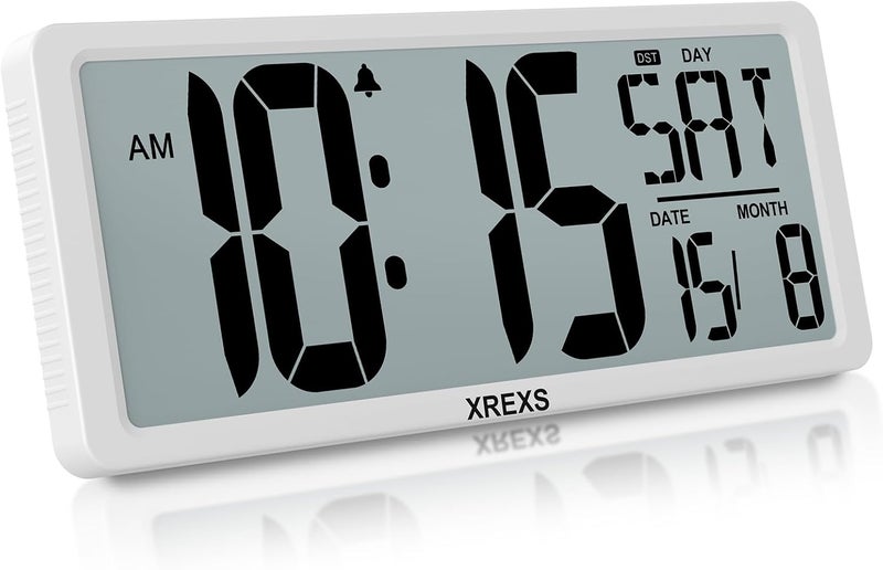 XREXS Large Digital Wall Clock, 14 Inch Large LCD Display Wall Digital Clock, Digital Alarm Clocks for Bedroom Home Decor, Calendar Clock with Time/Calendar/Temperature Display (Batteries Included) - Image 1