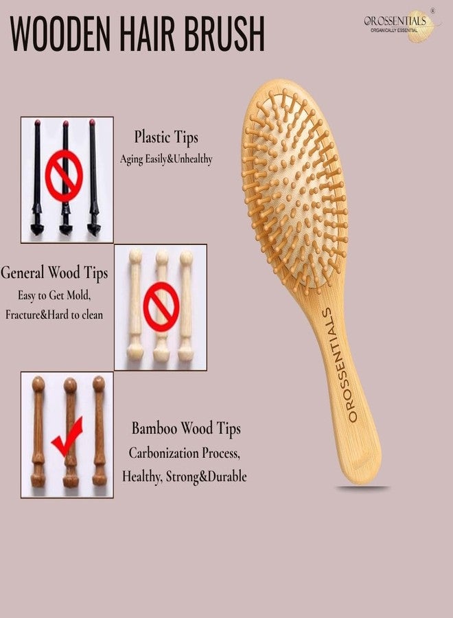 OROSSENTIALS Wooden hair brush for Women & Men - Bamboo wooden Paddle hair brush for men women Curly hair - Bamboo Wooden brush for hair growth with flat paddle brush comb - Image 5