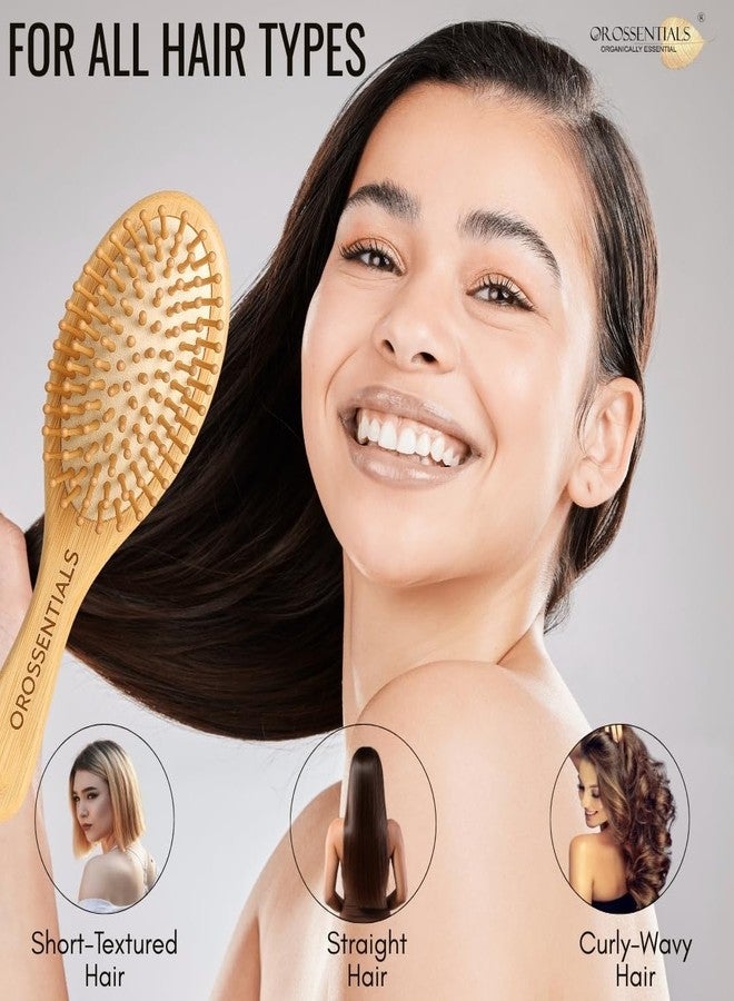 OROSSENTIALS Wooden hair brush for Women & Men - Bamboo wooden Paddle hair brush for men women Curly hair - Bamboo Wooden brush for hair growth with flat paddle brush comb - Image 4
