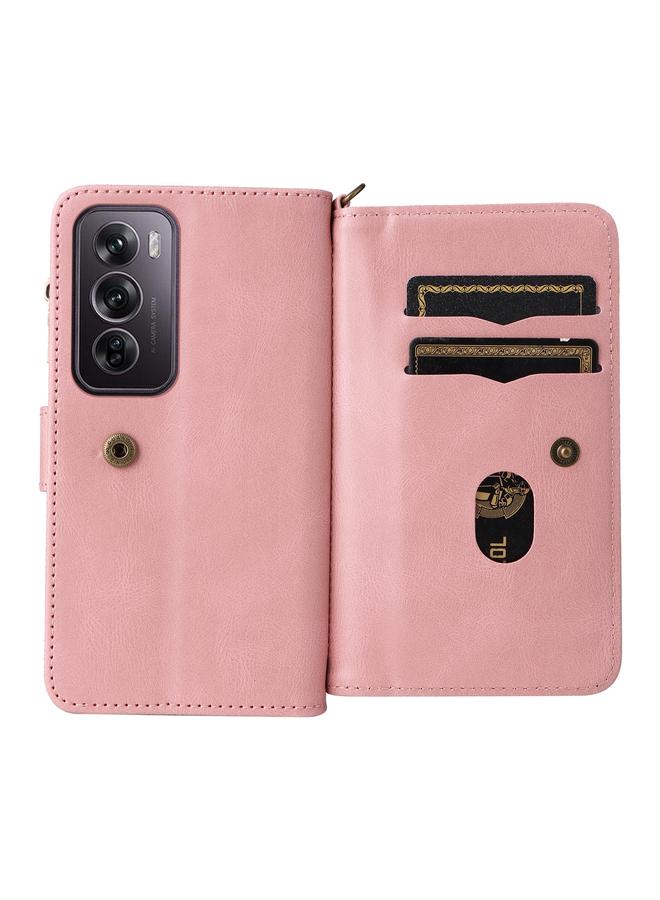 اس-توب جراب هاتف OPPO Reno12 Pro Global Skin Feel Multi Card Openers مع سحاب ومحفظة جلدية - Image 3