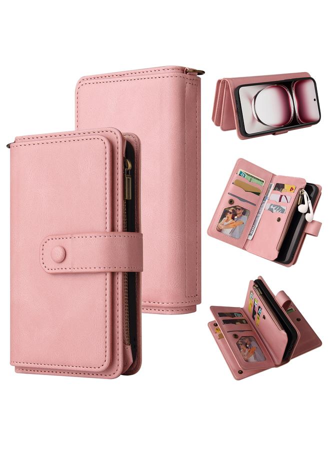 اس-توب جراب هاتف OPPO Reno12 Pro Global Skin Feel Multi Card Openers مع سحاب ومحفظة جلدية - Image 1