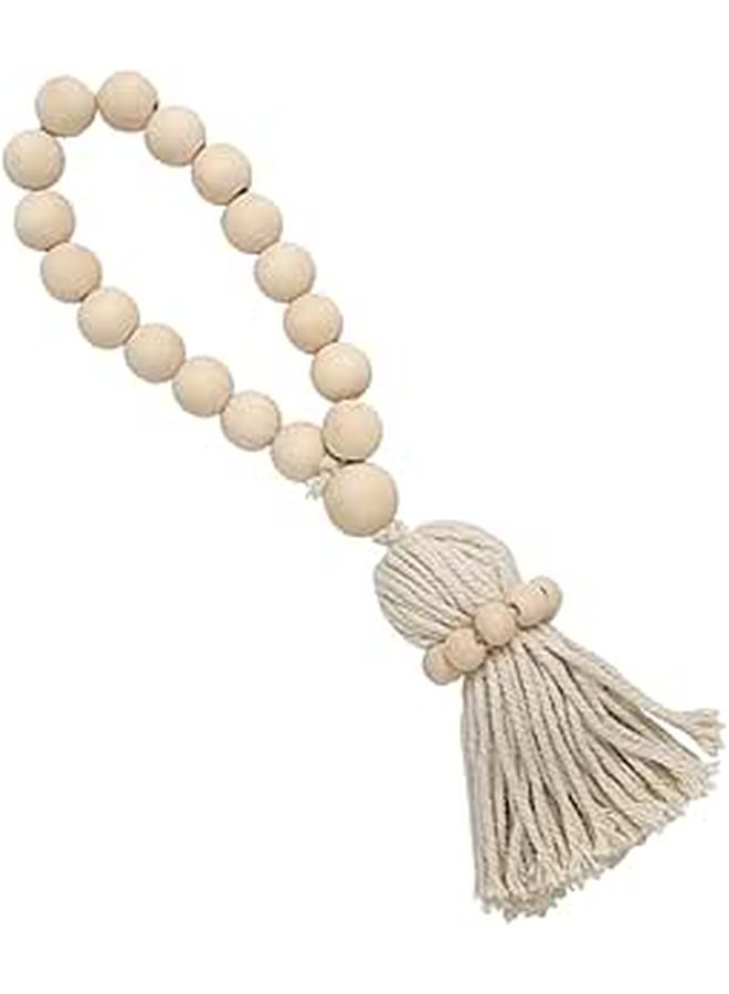 Natural Wood Bead String Tassel Farmhouse Pendant for Room Balcony Decor - Image 1