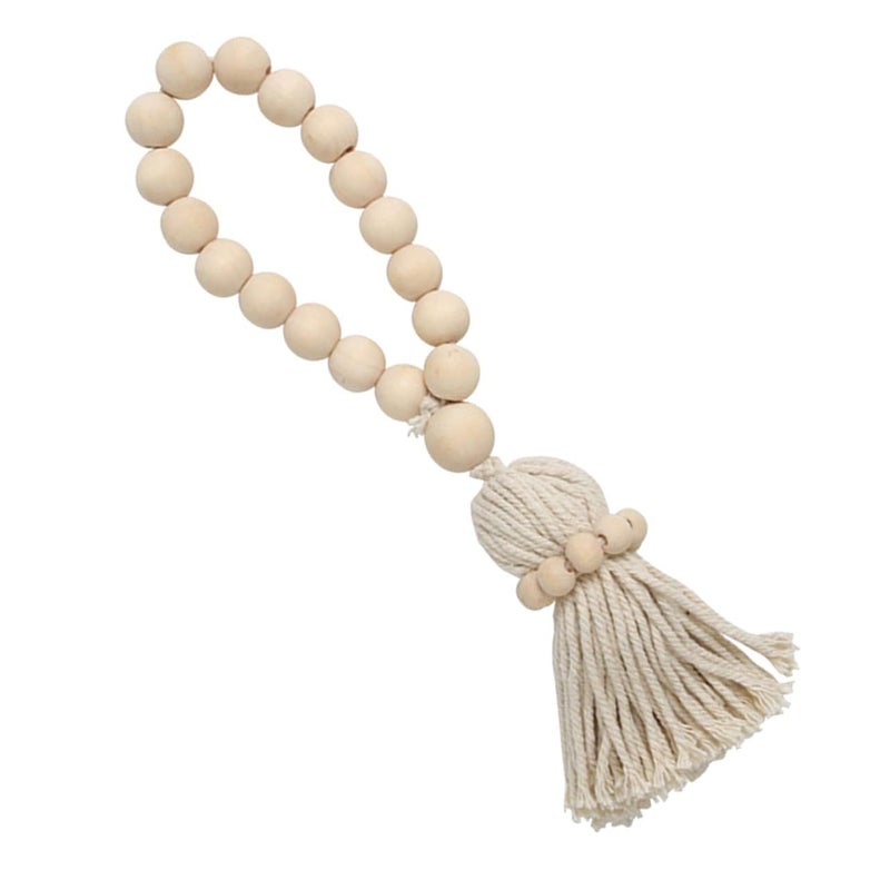 Natural Wood Bead String Tassel Farmhouse Pendant for Room Balcony Decor - Image 2