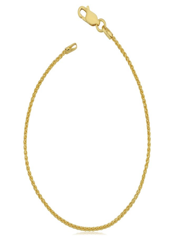 Kooljewelry Yellow Gold Plated Sterling Silver Round Wheat Chain Bracelet (1.5 mm, 8 inch) - Image 1