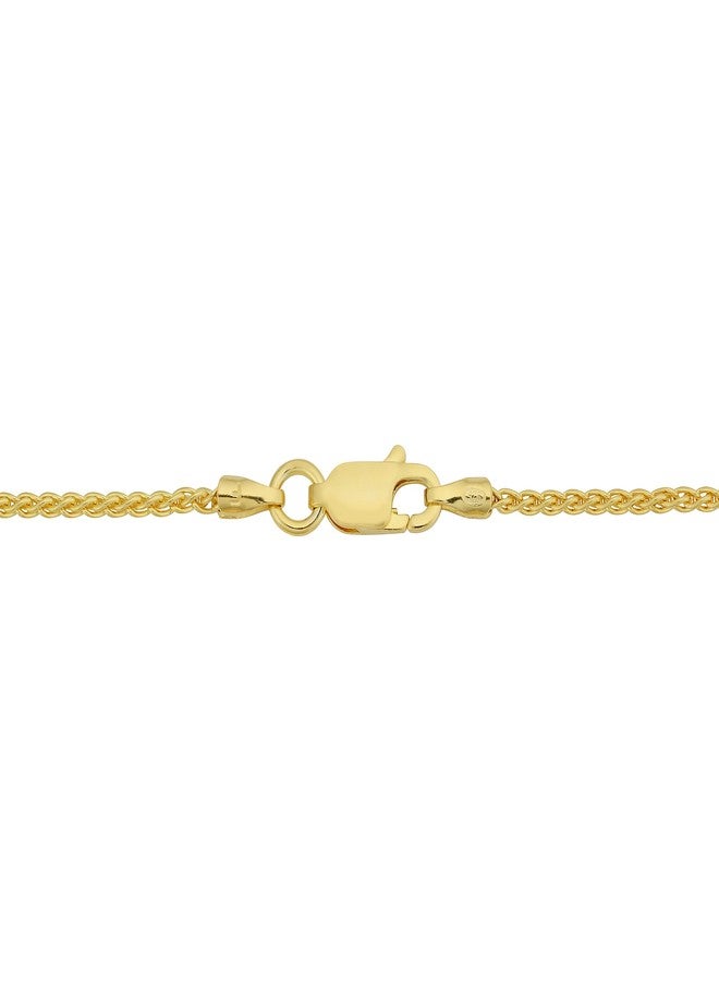 Kooljewelry Yellow Gold Plated Sterling Silver Round Wheat Chain Bracelet (1.5 mm, 8 inch) - Image 2