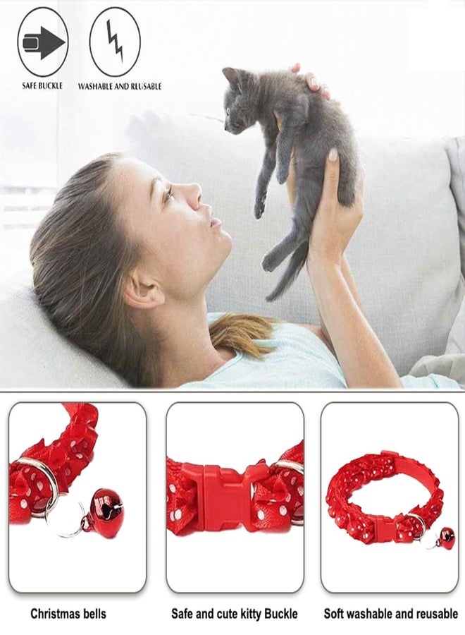 Adjustable Cat Collars Cute Ribbon Tie with Bell, Safety Identification Collars for Puppy, Kitten and Small Pets (Red) - Image 4