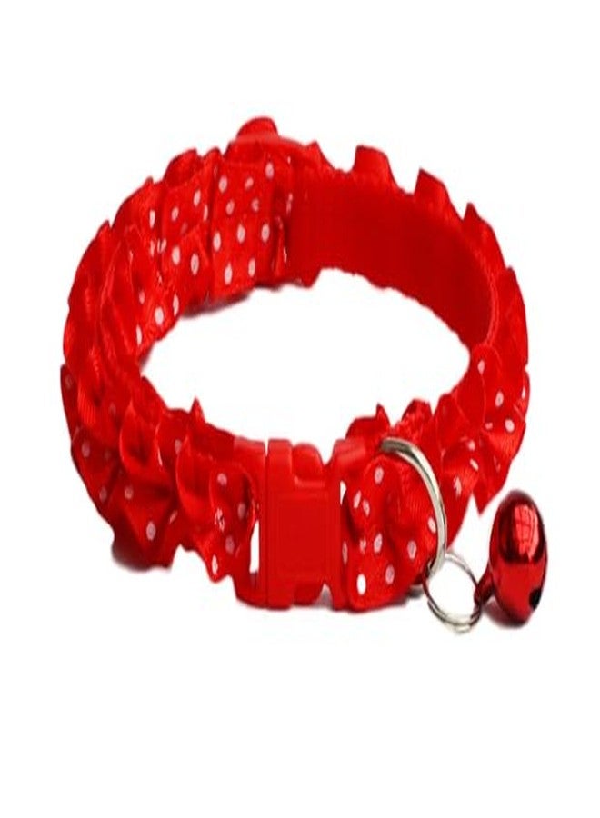 Adjustable Cat Collars Cute Ribbon Tie with Bell, Safety Identification Collars for Puppy, Kitten and Small Pets (Red) - Image 1