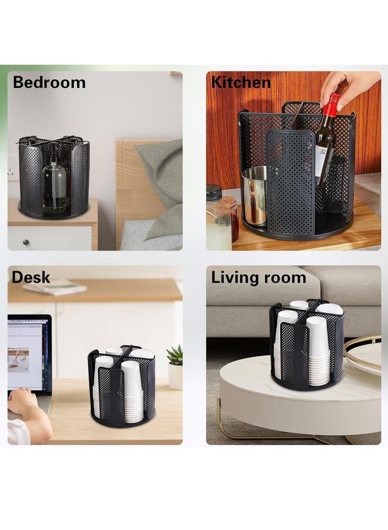 Coffee Cup Dispenser 360 Degree Rotatable Disposable Paper Cup and Lid Holder Plastic 4 Compartment Cup Lid Organizer for Countertop Bathroom Restaurant Office Kitchen Bar 1pcs - Image 5