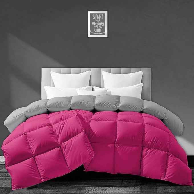 500 GSM WINTER COMFORTER KING SIZE 92X106 PREMIUM COLLECTION HEAVY WINTER COMFORTER 500 GSM MICROFIBER FILL DUVETBLANKET KING SIZE HOT PINKSILVER GREY COLOR