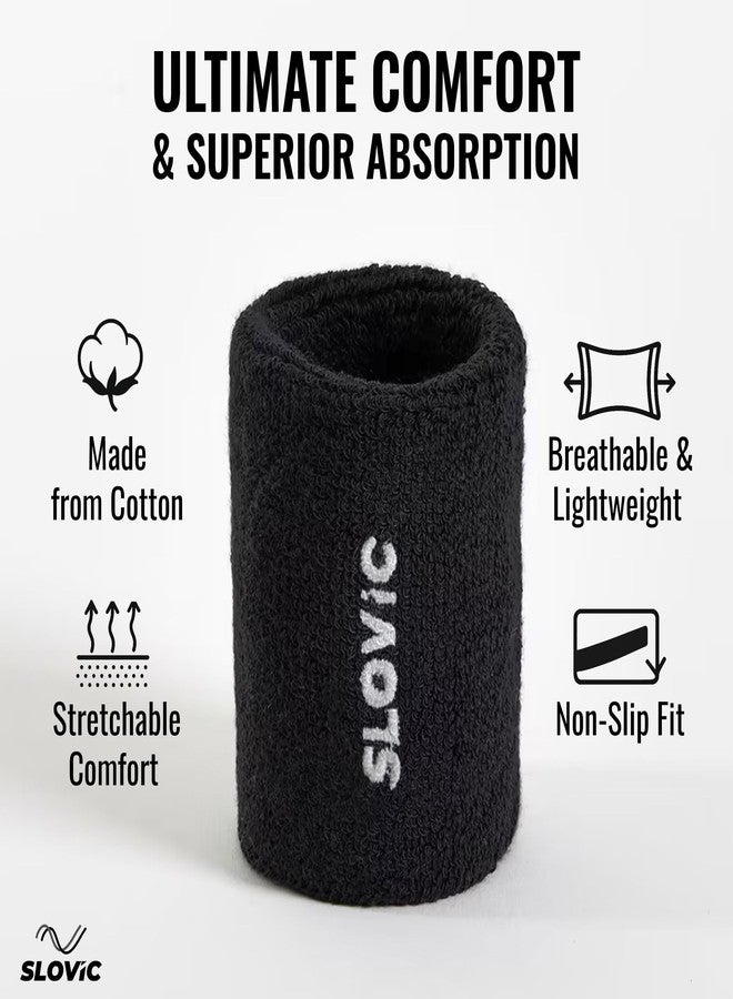 Slovic Cotton Wrist Band for Gym Workout | Breathable & Stretchable Fitness Band for Men & Women | Ideal for Sports, Gym & Fitness | Gym Accessories for Men Workout | Black - Image 4