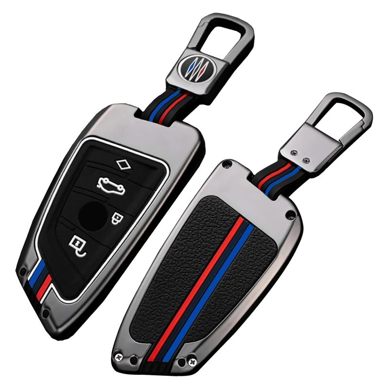 OLLEN Heavy Metal Key Fob Cover Case, Fit for BMW 2 5 6 7 Series X1 X2 X3 X5 X6 GT Series, Full Protection Key Fob Shell Case, Blade Shape, Gunmetal (1 Pcs) - Image 1