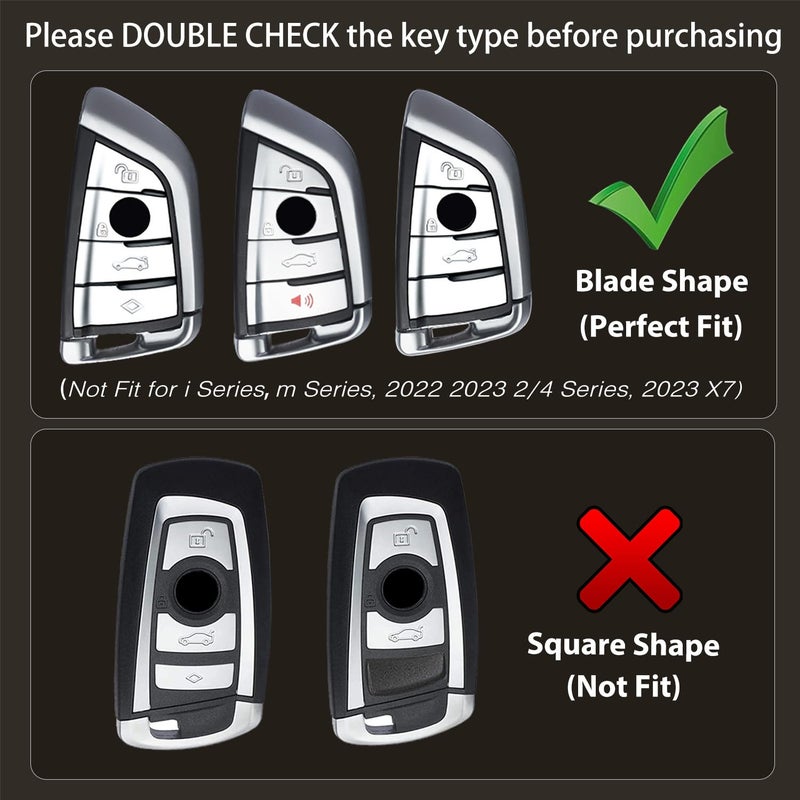 OLLEN Heavy Metal Key Fob Cover Case, Fit for BMW 2 5 6 7 Series X1 X2 X3 X5 X6 GT Series, Full Protection Key Fob Shell Case, Blade Shape, Gunmetal (1 Pcs) - Image 2