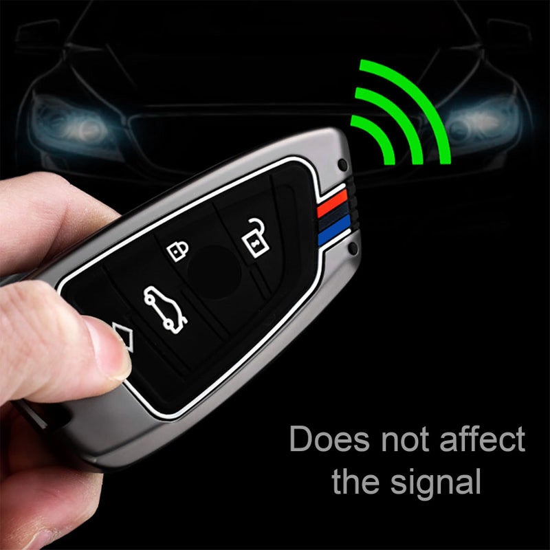 OLLEN Heavy Metal Key Fob Cover Case, Fit for BMW 2 5 6 7 Series X1 X2 X3 X5 X6 GT Series, Full Protection Key Fob Shell Case, Blade Shape, Gunmetal (1 Pcs) - Image 4