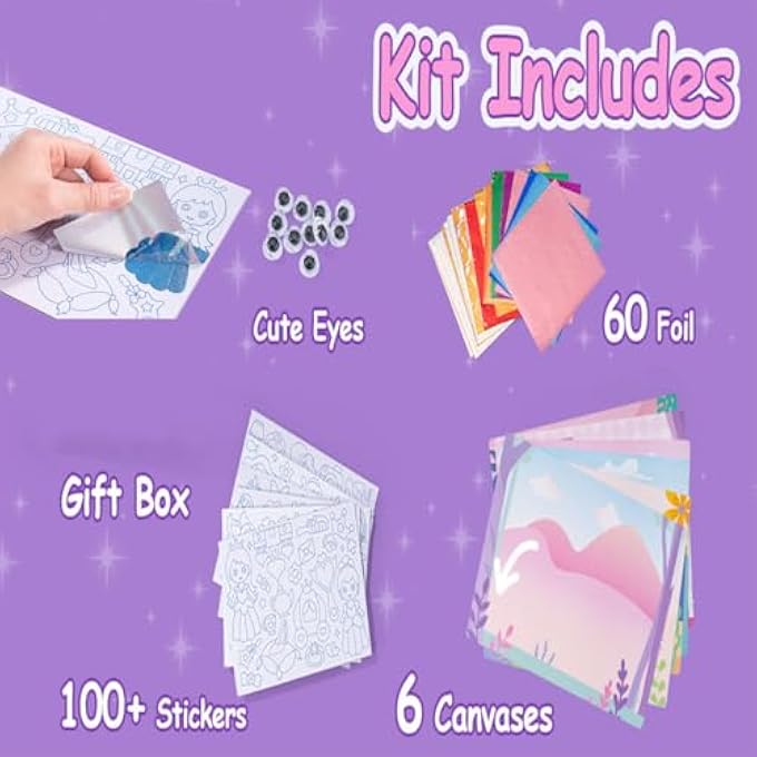 FOIL ART KIT FOR KIDS - ARTS CRAFTS FUN MESS FREE ACTIVITY, GIFTS FOR AGES 4 5 6 7 8 9 GIRLS BOYS, CRAFTS FOR KIDS CREATIVE BIRTHDAY EASTER BASKET STUFFERS GIFTS TOYS (DINOSAUR SERIES) - Image 3