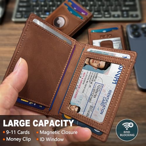 miyozi Airtag Wallet for Men with Money Clip Gift Boxed Magnetic Closure Slim Genuine Leather Front Pocket Wallet 41x 28 RFID Blocking - Image 3