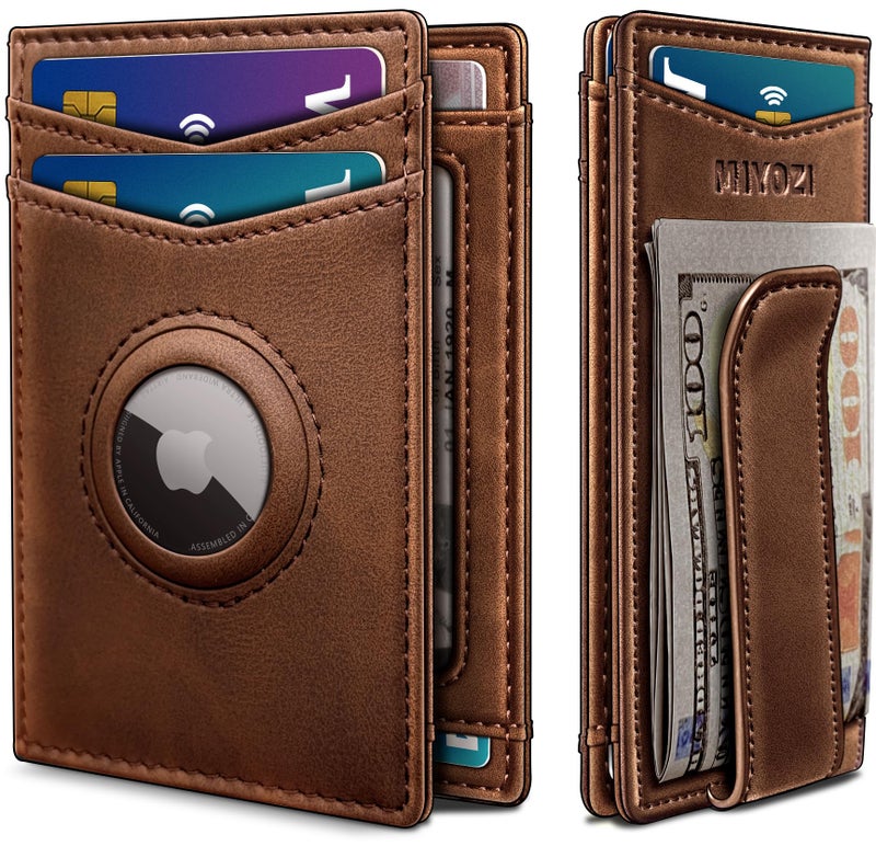miyozi Airtag Wallet for Men with Money Clip Gift Boxed Magnetic Closure Slim Genuine Leather Front Pocket Wallet 41x 28 RFID Blocking - Image 2
