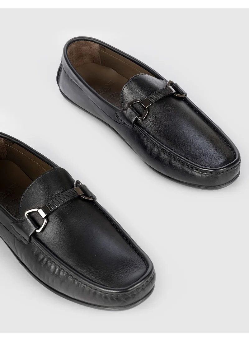 كاباني Buckle Detailed Genuine Leather Black Men's Loafer