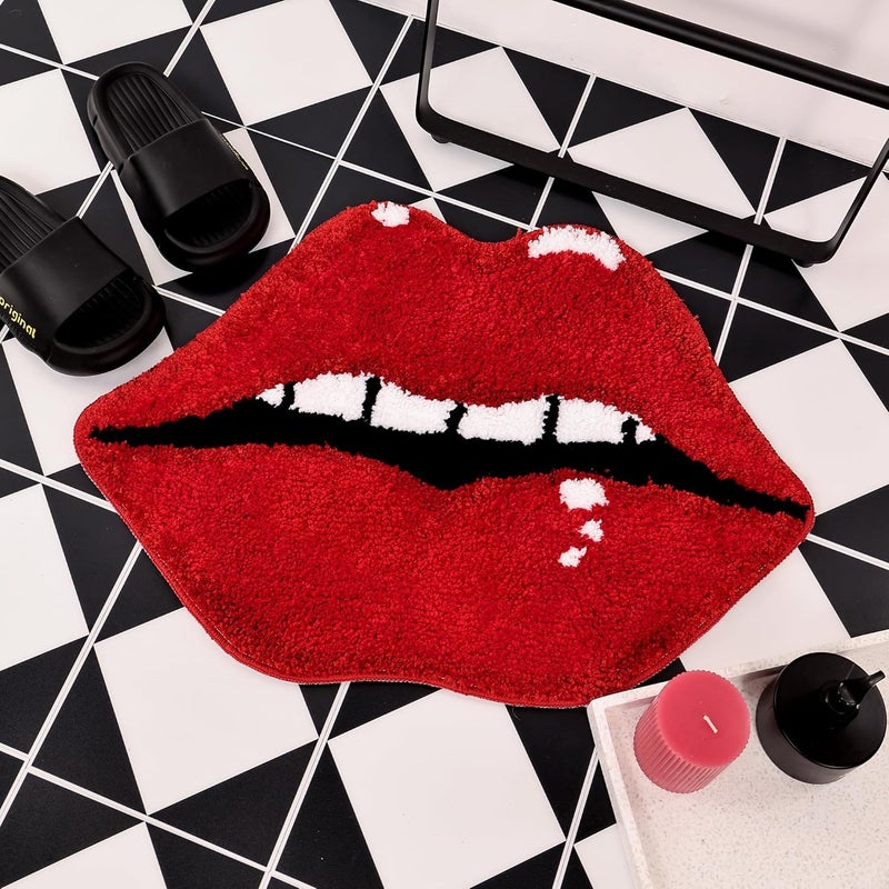 AAZEEM Mat Rugs Non-Slip Abstract Bath Rugs Cute Mat Washable for Tub |Rectangular Door Mat for Home |Drawingroom |Easy Clean Indoor and Outdoor Floor Mat |Red | - Image 3