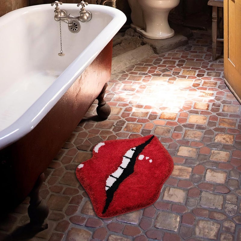 AAZEEM Mat Rugs Non-Slip Abstract Bath Rugs Cute Mat Washable for Tub |Rectangular Door Mat for Home |Drawingroom |Easy Clean Indoor and Outdoor Floor Mat |Red | - Image 4