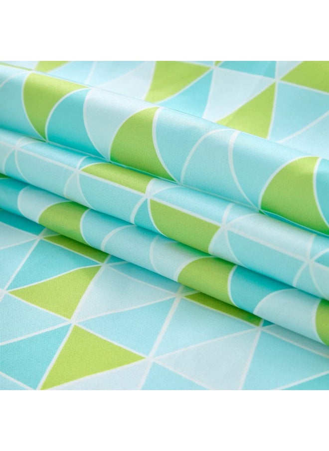 Encasa XO - Encasa XO Window Curtain 7 ft Set of 2, Polyester Printed with Rod Pocket, Tie Back, Light-Filtering, Semi Sheer/Transparent Curtains- Kitchen, Bedroom, Living Room (140x213 cm), Triangles Aqua - Image 1