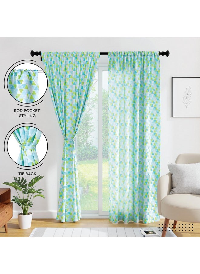 Encasa XO Window Curtain 7 ft Set of 2, Polyester Printed with Rod Pocket, Tie Back, Light-Filtering, Semi Sheer/Transparent Curtains- Kitchen, Bedroom, Living Room (140x213 cm), Triangles Aqua - pzsku/Z8E0D3A4B12980469D017Z/45/_/1738305756/44a47b05-c1ea-4011-b484-e6629f7fbddf