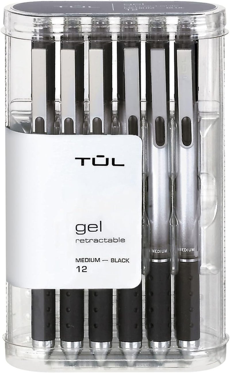 TUL Gel Pens, Retractable, Medium Point, 0.7 mm, Gray Barrel, Black Ink, Pack Of 12 - Image 2