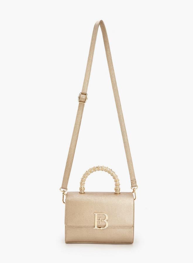 Flora Bella By Shoexpress Floral Bella Logo Embellished Crossbody Bag with Detachable Strap Ramadan Collection - Image 2