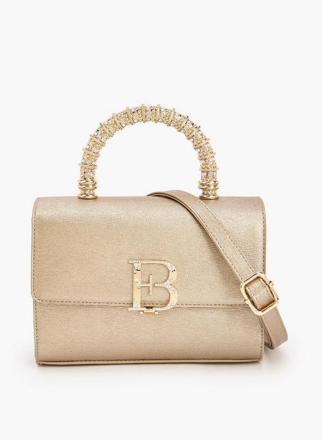 Flora Bella By Shoexpress Floral Bella Logo Embellished Crossbody Bag with Detachable Strap Ramadan Collection - Image 3