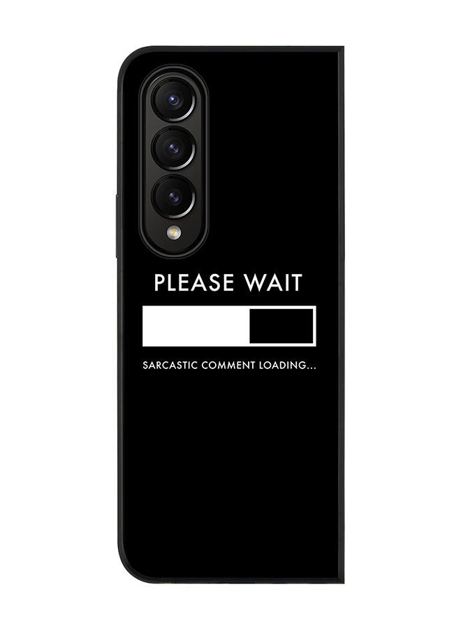 Stylizedd Rugged Black edge case for Samsung Galaxy Z Fold4 Slim fit Soft Case Flexible Rubber Edges Anti Drop TPU Gel Thin Cover - Please Wait - Image 1