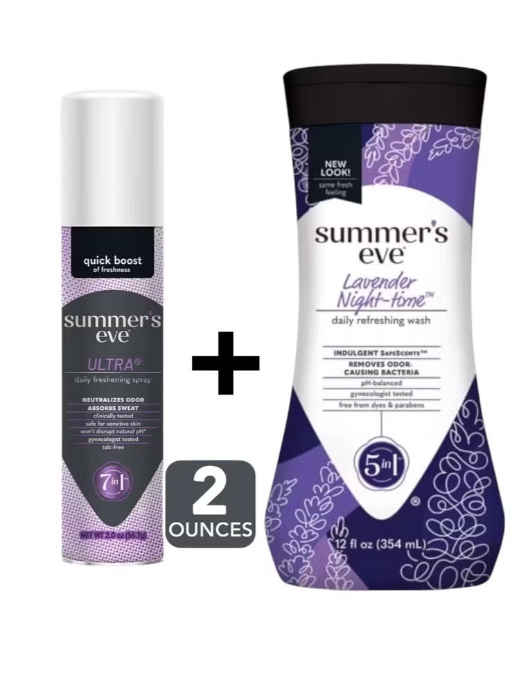 Summer's Eve Summers Eve Lavender Intimate Wash 354ml Summers Eve Ultra Intimate Spray 56.7g - Image 1