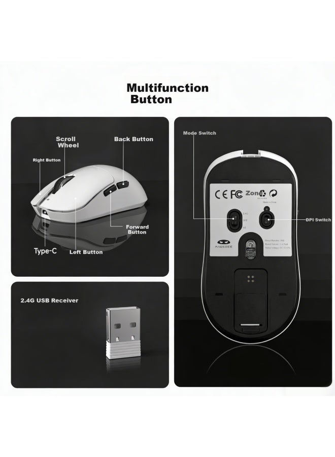 Magegee Scout Wireless Bluetooth Tri-mode Rechargeable Gaming Mouse Lightweight Wireless Mouse White - Image 3