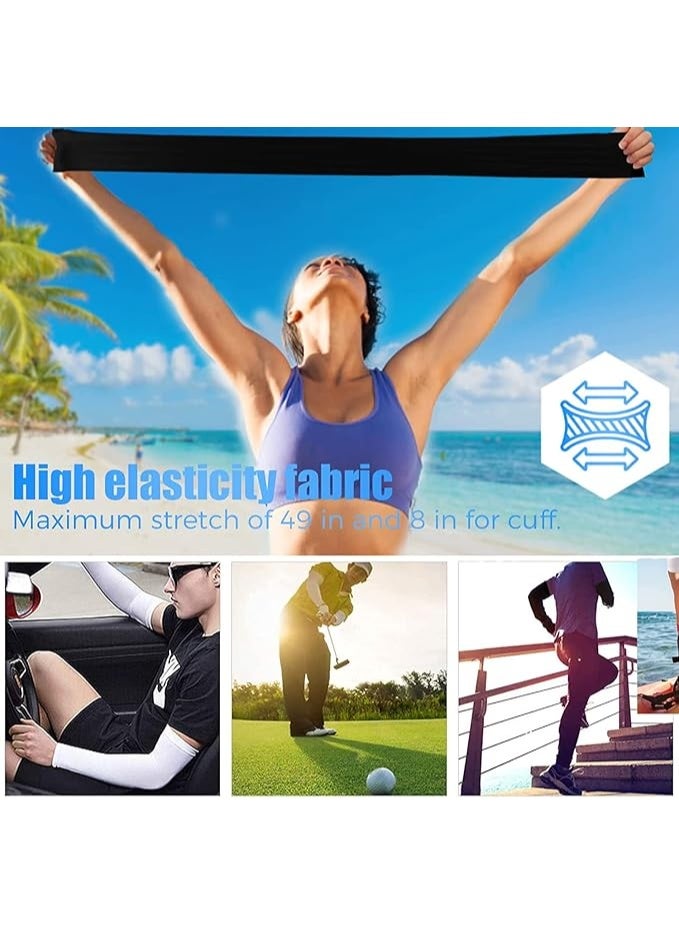 HIAS 2 Pack UV Protection Cooling Arm Sleeves - Unisex Sunblock Sleeves for Men & Women, Breathable Long Hand Sleeves for Golf, Basketball, Driving, Hiking & Outdoor Sports (White) - Image 3