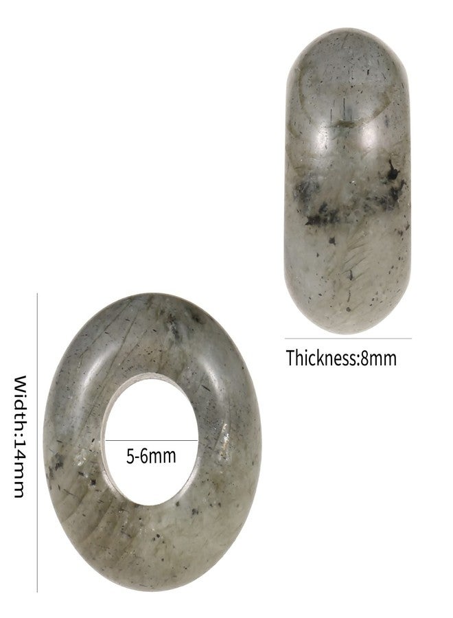 SUNYIK Pack of 20 Natural Stone Crystal Macrame European Large Hole Beads for Jewelry Making, Labradorite, 14x8mm - Image 2