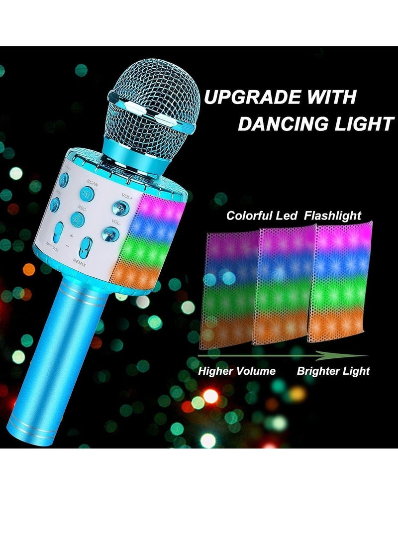 Karaoke Microphone for Home Party Wireless Microphone Portable Wireless Singing Karaoke Mic Machine with Led Light Birthday Gifts for 4 5 6 7 8 9 10 Year Old and Adults (Blue) - Image 5