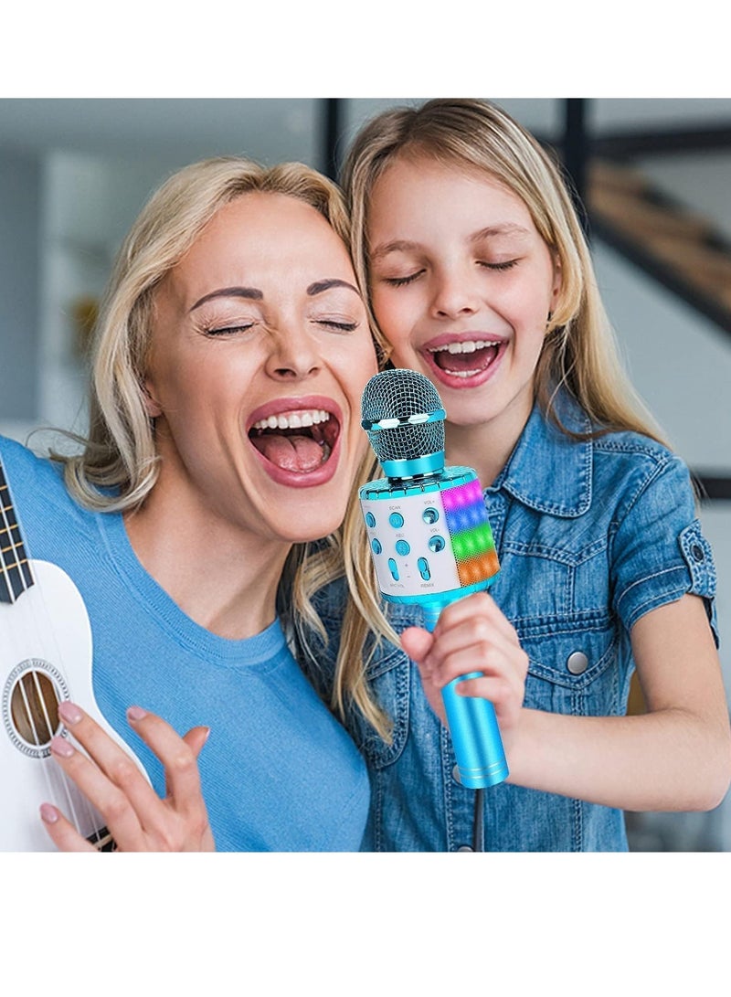 Karaoke Microphone for Home Party Wireless Microphone Portable Wireless Singing Karaoke Mic Machine with Led Light Birthday Gifts for 4 5 6 7 8 9 10 Year Old and Adults (Blue) - Image 4