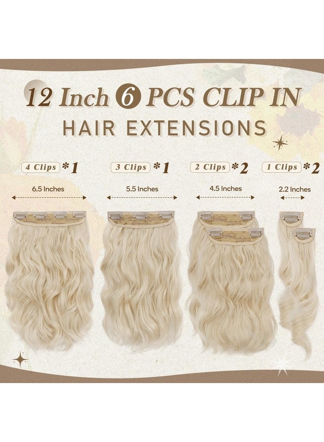 بارسدار وصلات شعر قصيرة مموجة من بارسدار - وصلات شعر أشقر بطول 12 بوصة للنساء - 6 قطع من وصلات الشعر الاصطناعية السميكة والناعمة للاستخدام اليومي - أشقر فاتح - Image 2