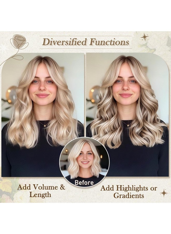 بارسدار وصلات شعر قصيرة مموجة من بارسدار - وصلات شعر أشقر بطول 12 بوصة للنساء - 6 قطع من وصلات الشعر الاصطناعية السميكة والناعمة للاستخدام اليومي - أشقر فاتح - Image 4