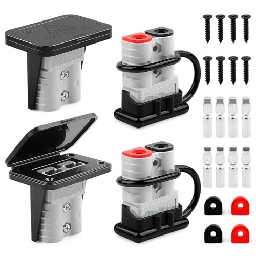 Zhushan 4 Pcs 120A Battery Quick Disconnect Connectors with Flush Mount Plates and Dust Covers HeavyDuty Plug Kit Compatible with Anderson SB120 for Trailer Winch RV Solar Truck Boat - Image 1