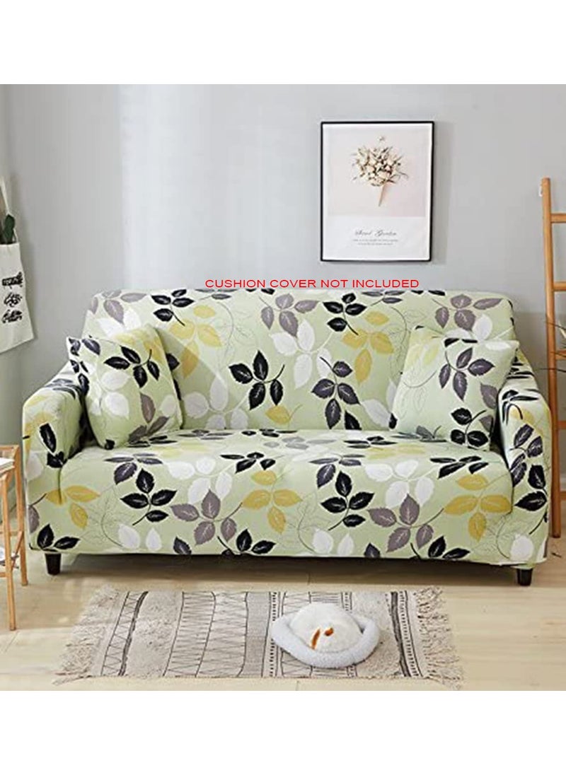 Styleys - Styleys Stretchable 1 Seater Sofa Cover Universal Fit Elastic Sofa Slipcover for Living Room Single Seater Protective Couch Case (1 Seater, 90-140 cms, Green White Black Leaf, SLMH-1) - Image 1