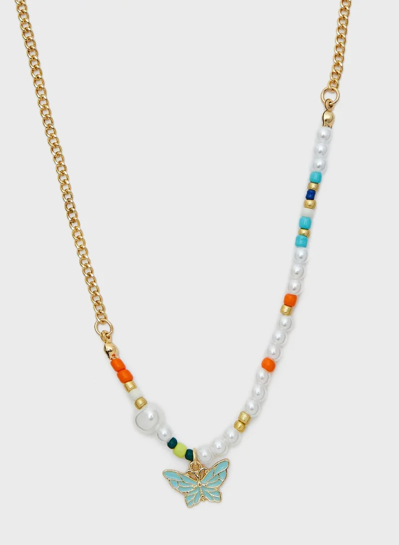 Ginger Butterfly Pendant Necklace & Bracelet Set