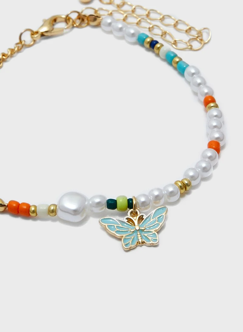 Ginger Butterfly Pendant Necklace & Bracelet Set
