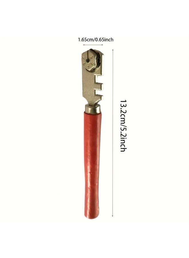 1pc Glass Cutter Tool With 6 Carbide Wheels Wood Handle For Glass Bottles Mirrors - Image 5