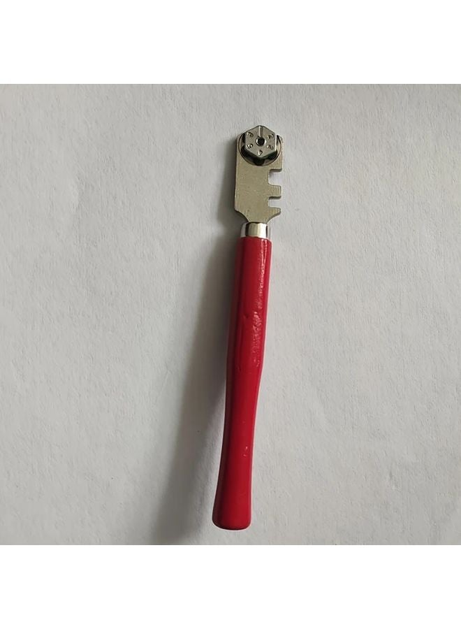 1pc Glass Cutter Tool With 6 Carbide Wheels Wood Handle For Glass Bottles Mirrors - Image 1
