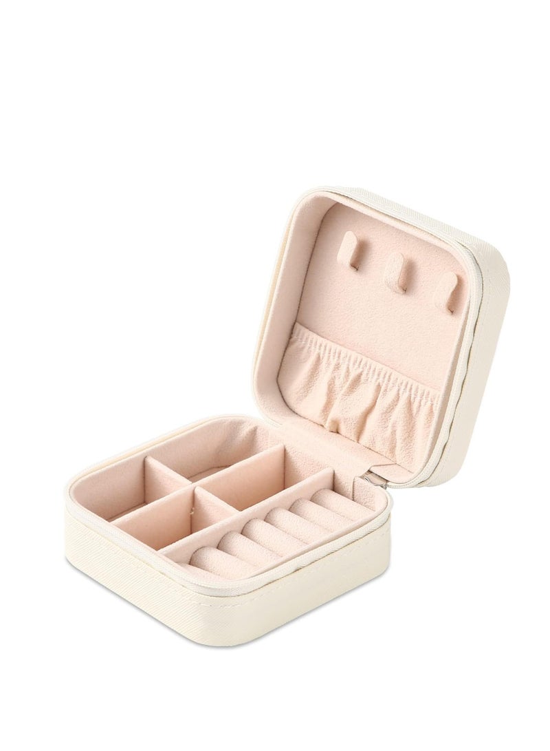 Portable Small Travel Jewelry Box Case Holder for Storing Small Items Like Rings, Necklaces, Earrings, Cufflinks for Girls and Women (White)  - Image 2
