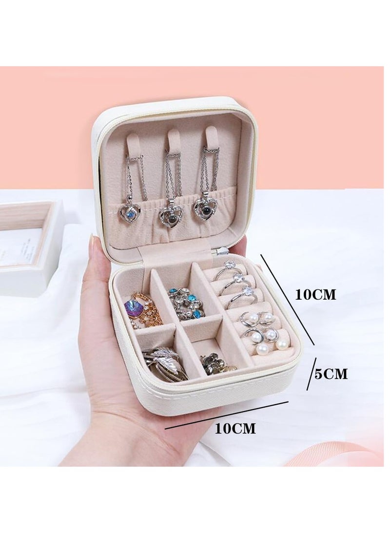 Portable Small Travel Jewelry Box Case Holder for Storing Small Items Like Rings, Necklaces, Earrings, Cufflinks for Girls and Women (White)  - Image 4